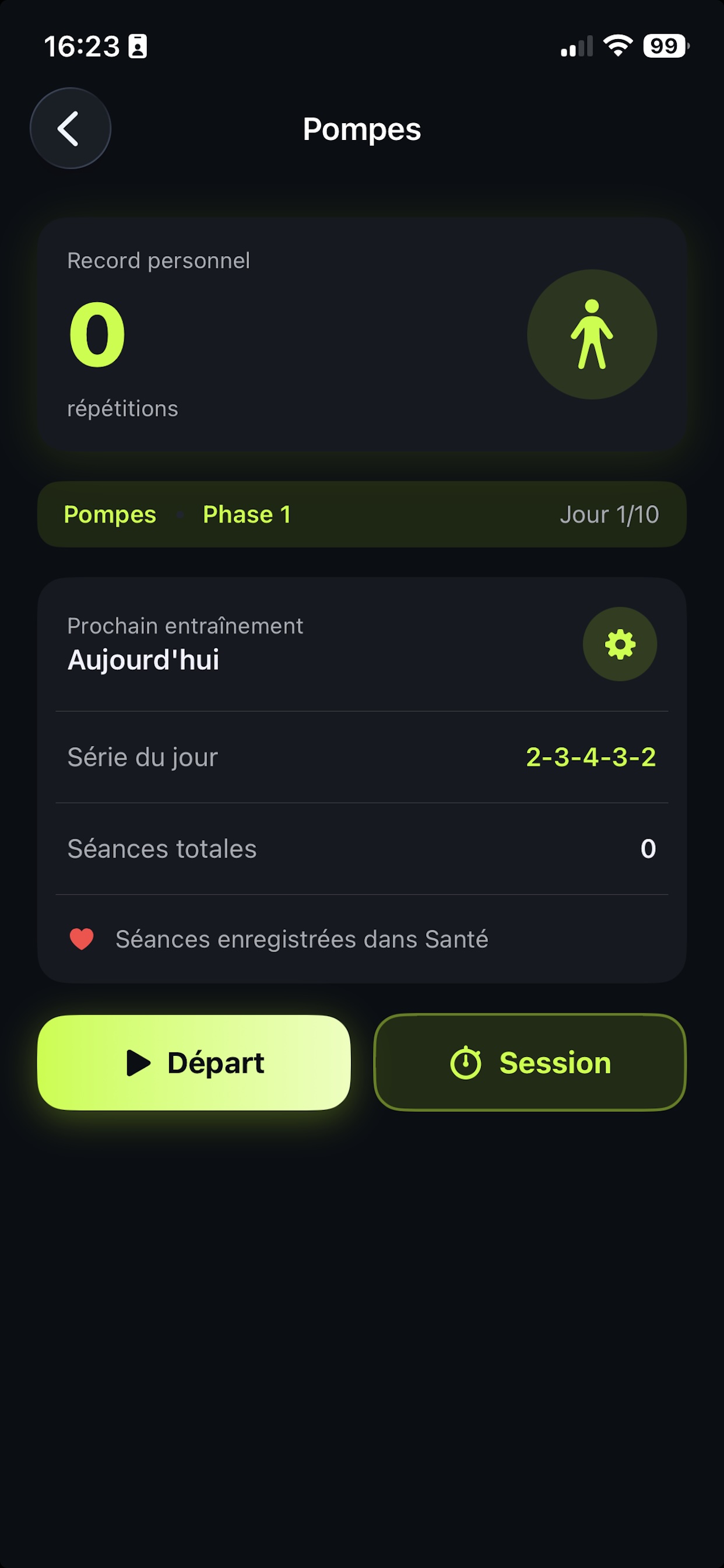 Départ pompes